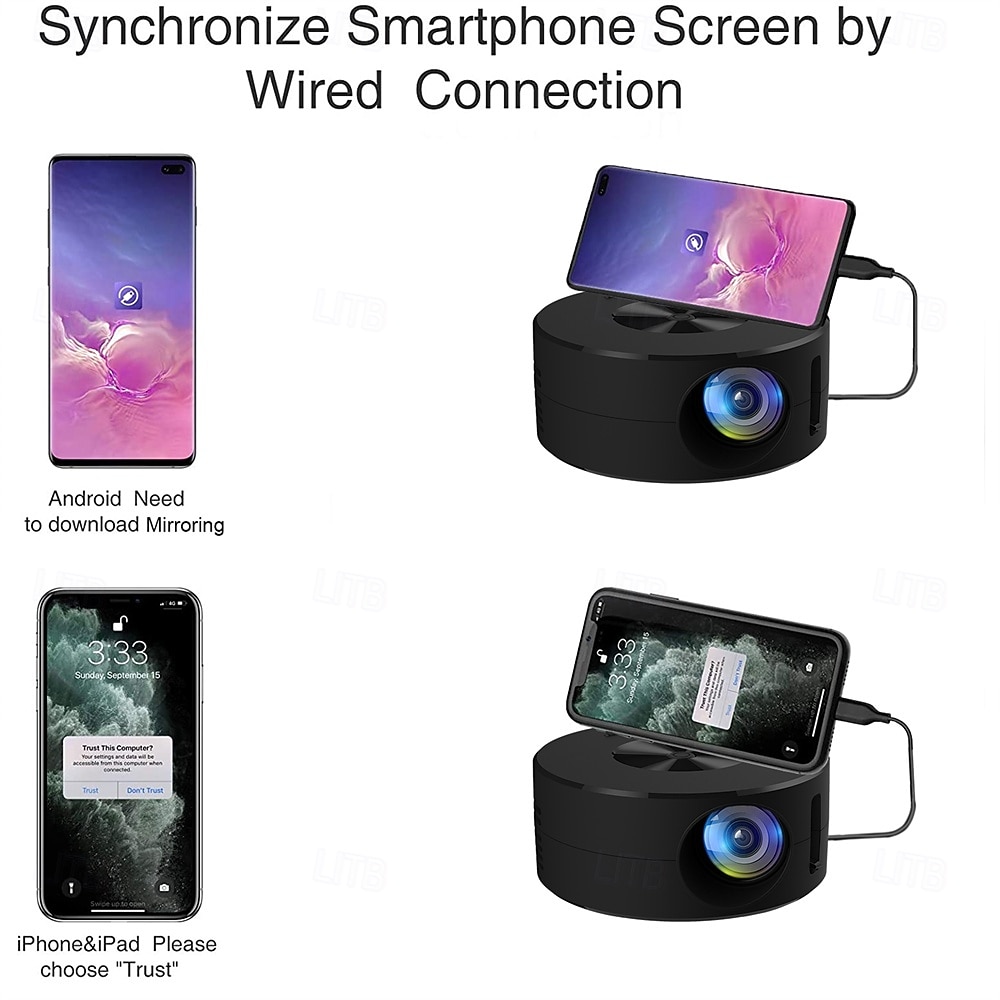YT200 LED Projector Mini Handheld Pocket Portable Prejecting Wired Screen Mirroring from iOS Android Smartphones for Kids Classical Movies Retro Films Valentine's Day Gift 2026 - $42.99 –P3