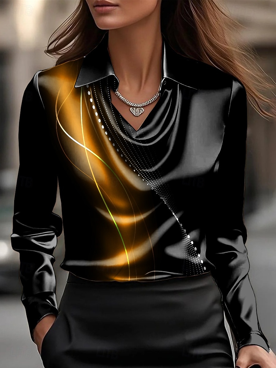 Damskie Koszula Z marszczeniami W fałdki Ombre Graficzny Geometryczny Elegancja Elegancki Codzienny Długi rękaw Lejący się dekolt Zwykłe topy Codzienny Praca Stroje na imprezy wieczorowe Niebieski 2026 - $32.99 –P5