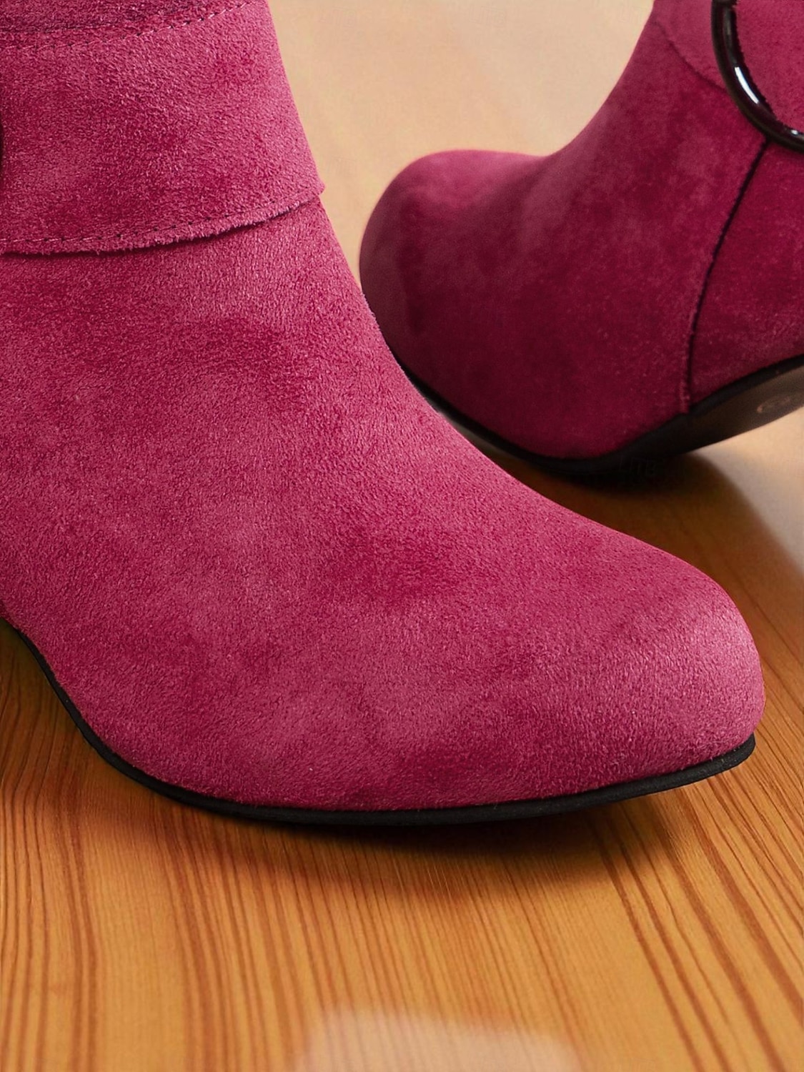 stivali alti fino al ginocchio in pelle scamosciata rosa da donna con fibbia – eleganti stivali invernali con tacco medio per outfit da festa, feste di San Valentino e look street fashion del 2025 a $42.99 –P4