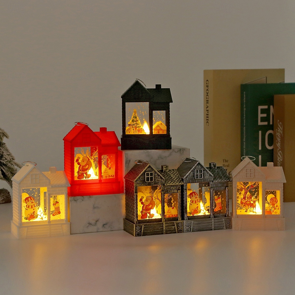 1 Pc 12.2 * 8.9CM Christmas retro small house shaped LED electronic candle night light desktop Christmas style ornament light LR1130 * 3 battery 2025 - $3.49 –P10