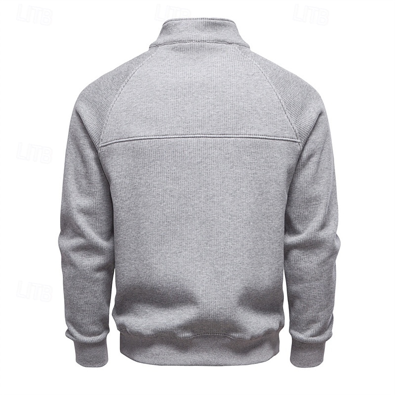 Homens Moletom Moletom de lã Moletom com zíper Adamascado Preto Verde Tropa Azul Marinha Cinza Claro Meio Zíper Tecido Zíper Desportos e Ar livre Diário Feriado Roupa de rua Básico Casual Outono de 2025 por $36.99 –P2