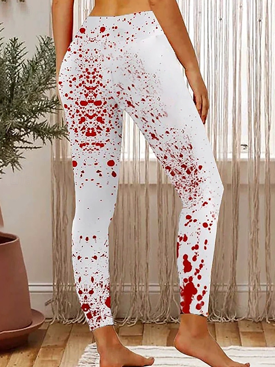 Dámské Legíny prázdniny Vinobraní Módní Plná délka Vysoký pasPantsHalloween Grafika Dýně předvečer Všech svatých Potisk Yumuşak Prodyšné Elastické Dovolená ulice Ležérní Tmavě červená Bílá / červen 2025 - $22.99 –P4