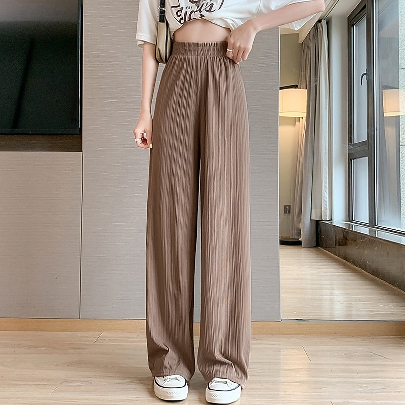 Per donna Gamba larga Pantaloni Pantaloni Palazzo Moda Streetwear Lunghezza intera Vita Alta Semplice Elastico in vita Traspirabilità Confortevole Streetwear Abbigliamento quotidiano Uscire Nero del 2025 a $14.99 –P10