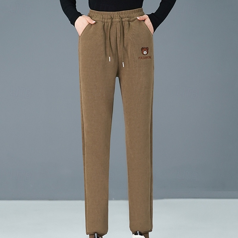Damskie Spodnie dresowe z polaru Spodnie lounge Ściągana na sznurek Odporność na wiatr Ciepłe Wysoka talia Siłownia Na zewnątrz Bieganie Doły Jednokolorowe Czarny Khaki Kawowy Sport Odzież sportowa 2026 - $8.99 –P4