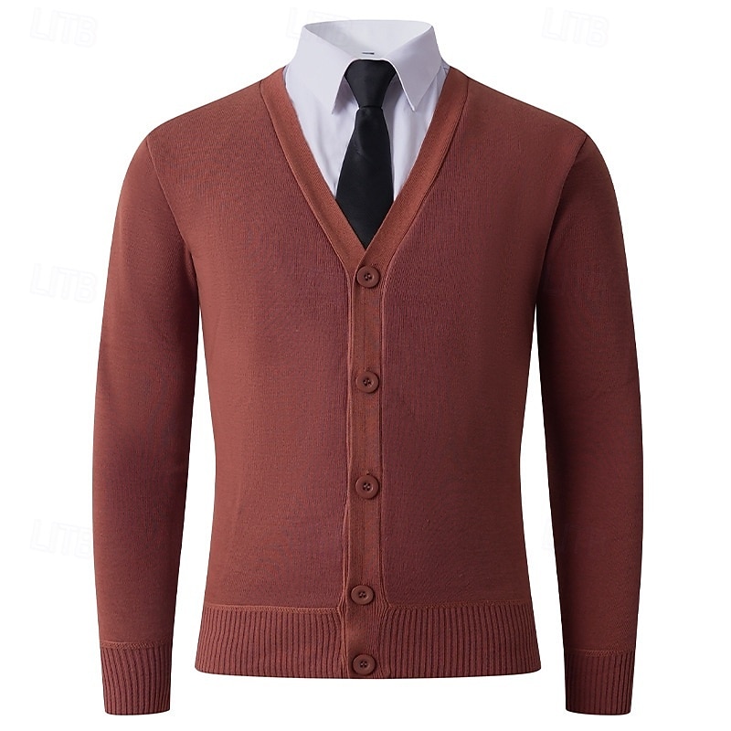 Herren Pullover Strickjacke Gerippt Stricken Normale Oberteile Gestrickt Einfach V Ausschnitt Urlaub Mode Formell Geschäft Bekleidung Frühling Herbst Schwarz Braun M L XL 2025 - $25.99 –P5