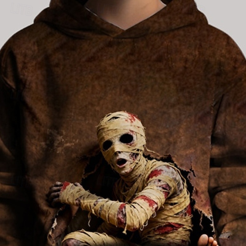 Halloween Pojkar 3D Dödskalle Huvtröja Långärmad Vår Höst Mode Streetwear Barn 4-12 år Huva Utomhus Ledigt Dagligen Normal 2025 - $18.99 –P2