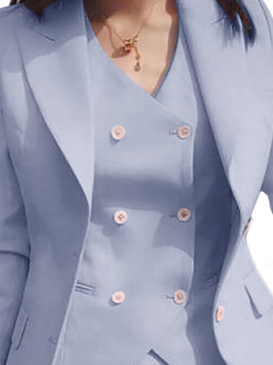 Women's 3 Pieces Suits Formal Wedding Guest Formal Evening Elegant Simple 3/4 Sleeve Pleated Ankle Length Peak Lapel Single Breasted 2025 - $179.99 –P3