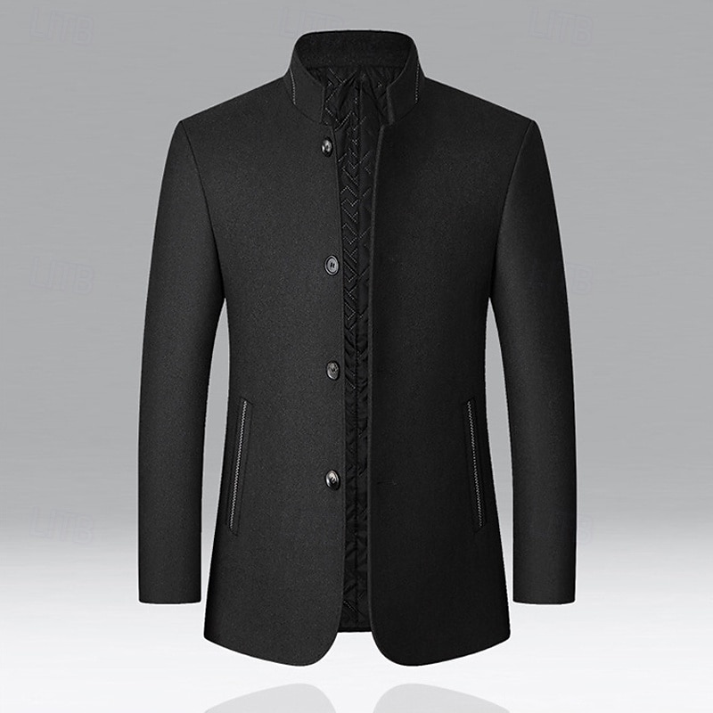 Herren Parka Trenchcoat Urlaub Täglich Herbst Winter Polyester Winddicht Oberbekleidung Bekleidung Mode Klassisch Einfach Tasche Stehkragen Einreihig 2026 - €46.49 –P9