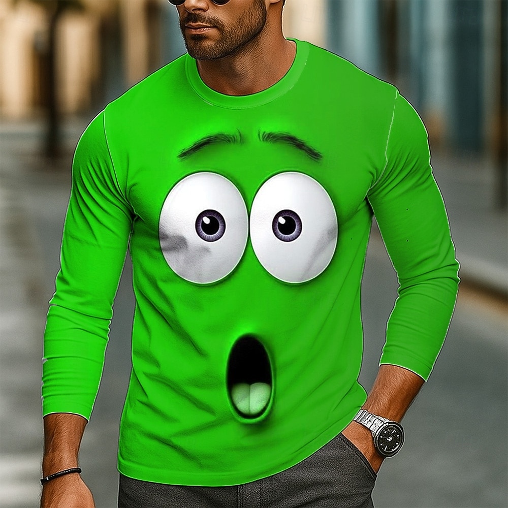 Herr 3D Roliga emotikoner T-shirt Långärmad T-shirt 3D-tryck Rund hals Skjorta Mode drivna Gata Dagligen Sjöblå Rubinrött Grön Sommar Vår Höst Kläder S M L XL XXL XXXL 2025 - $21.99 –P3