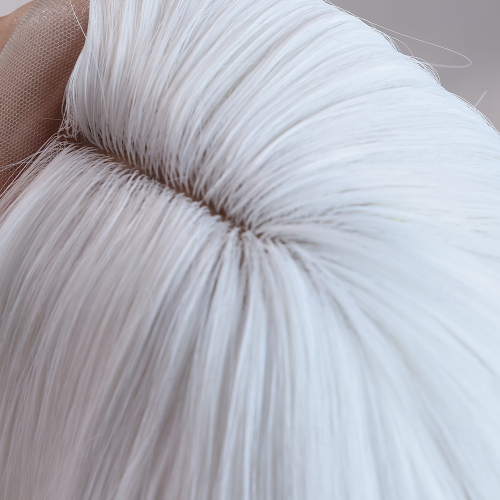 Peruka syntetyczna z koronką Kręcone Styl 28 in Biały Przedziałek na środku Część U Peruka Damskie Peruka Biały 2025 - $39.99 –P6