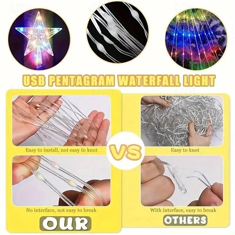 1 Pc 3M-288 Leds  Star String Lights Indoor and Outdoor Courtyard Wedding Festival Party Tree Lights 8 Function Timer Remote Control USB Power Supply 2026 - $21.99 –P6