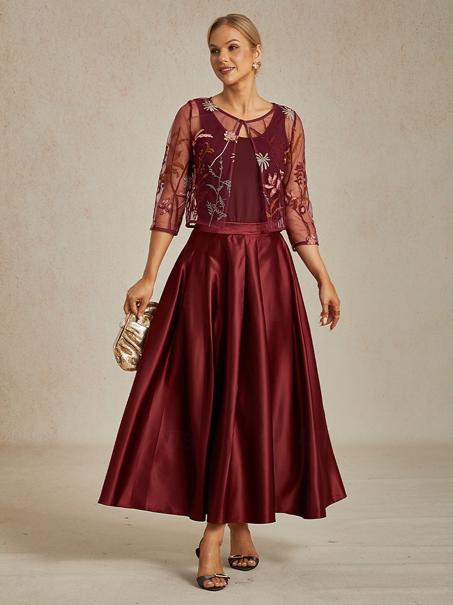 Γυναικεία Δαντελένια μπλουζάκια Φλοράλ Κομψό Στυλάτο Στρογγυλή Ψηλή Λαιμόκοψη Crop Tops Επισκέπτης γάμου Βραδινό Ρούχα για Πάρτυ Δαντέλα Κεντητό Κρασί Καλοκαίρι Άνοιξη Φθινόπωρο 2025 - AU $81.65 –P8