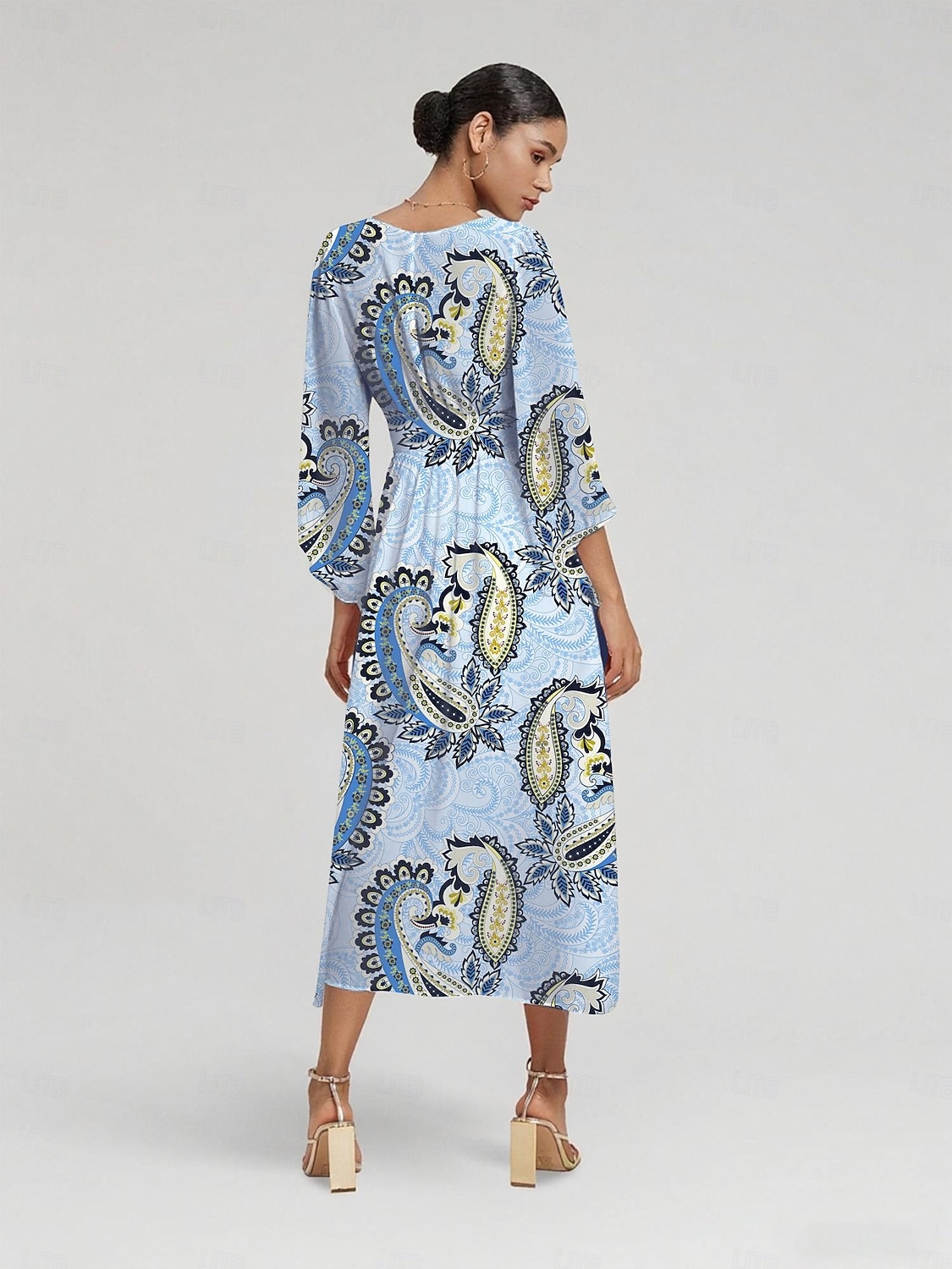 Femmes Féminin Robe Décontractée Bleu Ciel Manche 3/4 Été Printemps Toutes saisons Col en V Moderne Fluide S M L de 2025 ? $135.99 –P1