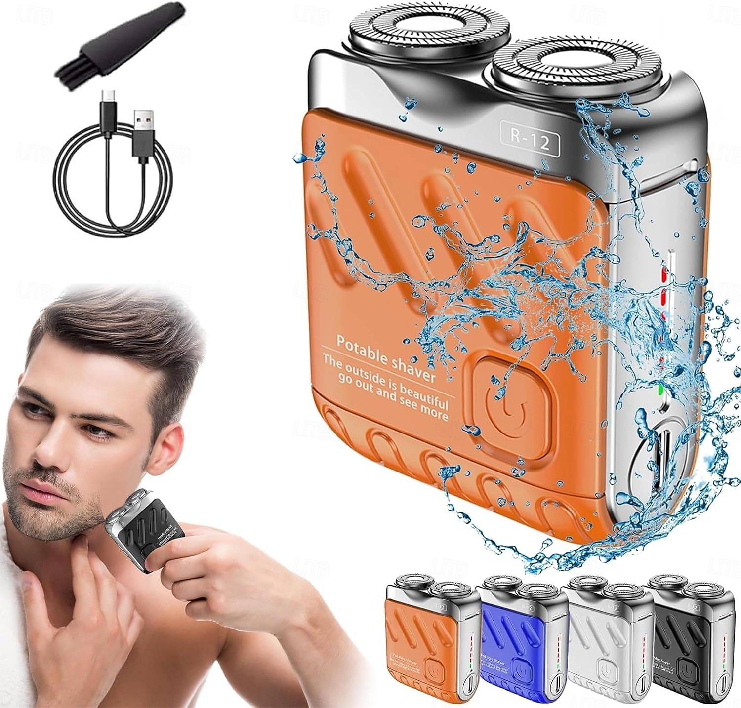 Bærbar roterende elektrisk barbermaskin med dobbel ring, mini-skjeggbarbermaskin med koffertdesign, vanntett reisebarbermaskin for menn, hurtiglading med lang batterilevetid og magnetisk kutter med 2026 - $19.99 –P1