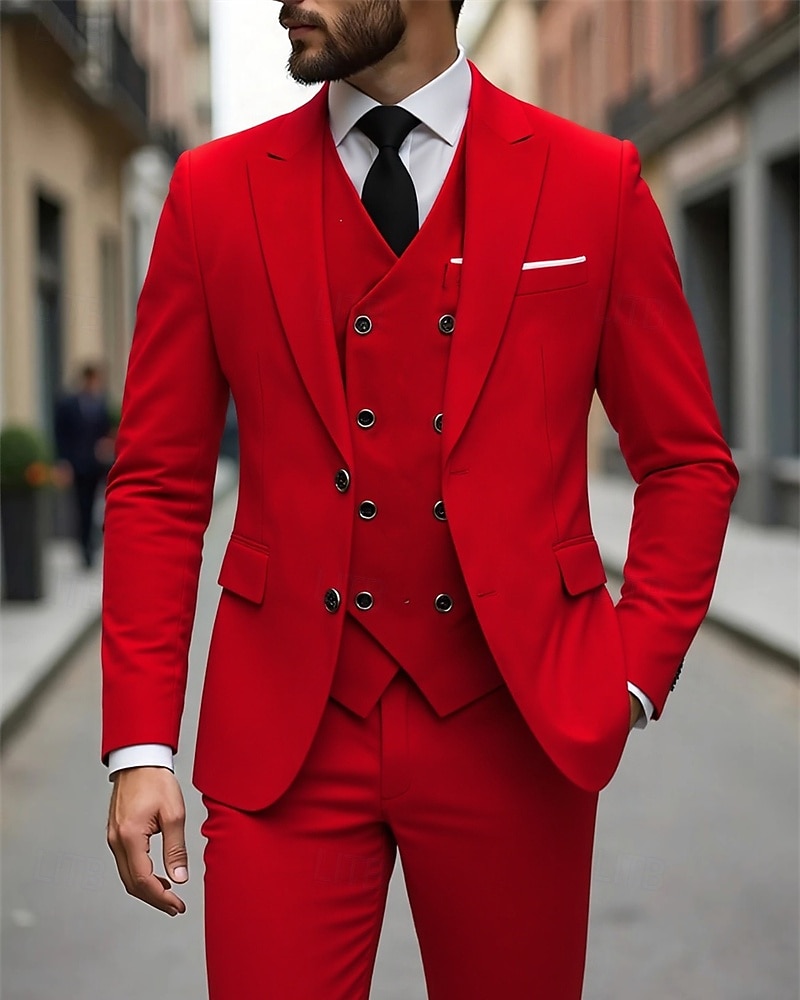 Men's Blazer+Vest+Dress Pants Blazer Vest Set Business Cocktail Party Wedding Party 3 Piece Fashion Casual Spring Fall Polyester Plain Pocket Buttons Comfortable Single Breasted Blazer Dark Gray 2026 - ZAR R1986 –P9