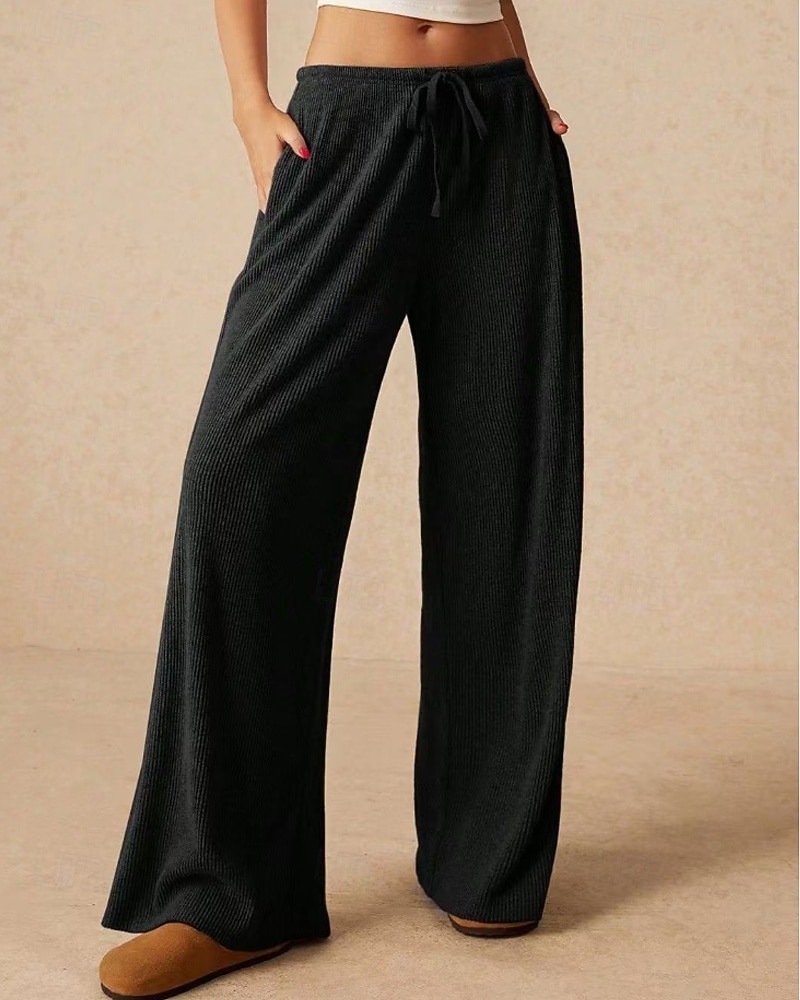Per donna Culotte Gamba Larga Gamba larga Chinos Vacanza Vintage Streetwear Lunghezza intera Vita media Semplice Tasca Design con Coulisse Elastica Comodo Micro-elastico Alta elasticità All'aperto del 2025 a $18.99 –P11
