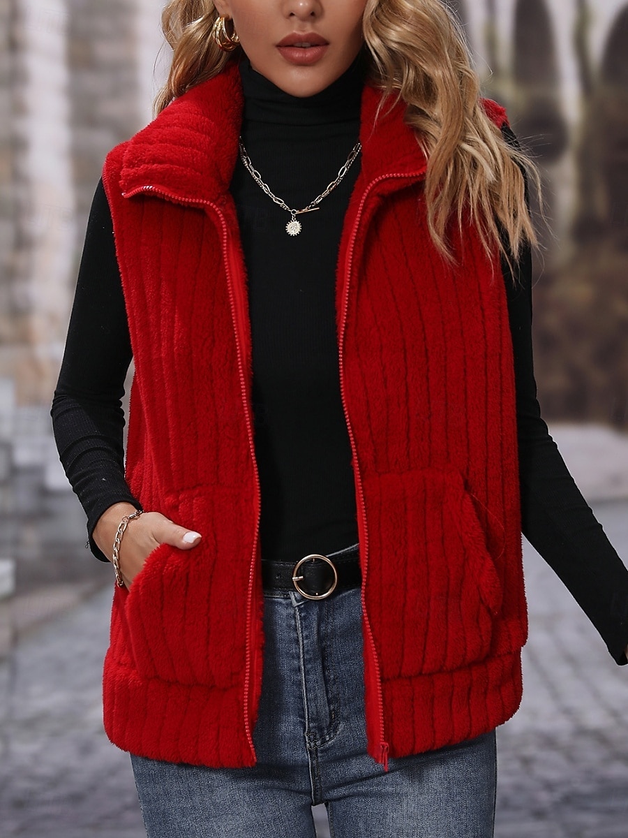 Per donna Gilet in pile Confortevole Traspirante Cerniera Bottoni Casual Semplice Vacanza Streetwear Casuale Abbigliamento quotidiano Cerniera Regolare Collo alla coreana Vestibilità regolare Senza del 2026 a $35.99 –P1