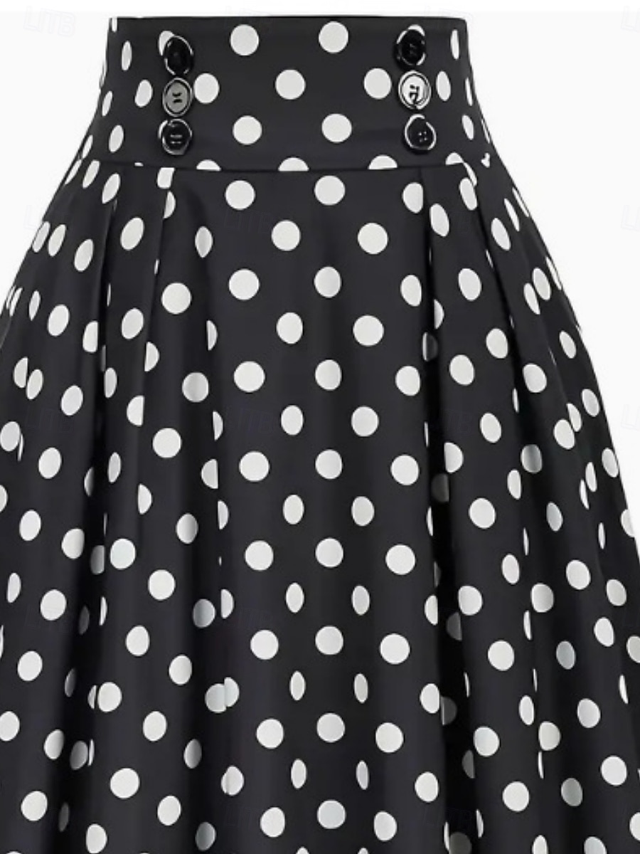 Mujer Vintage Moda Midi Alta cintura Faldas A Lunares Estampado Microelástico Diario Calle Negro Primavera 2026 - $24.99 –P2