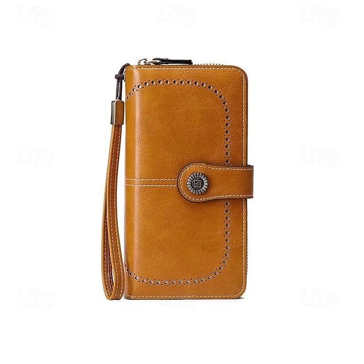 rfid antimagnetisk lång plånbok för kvinnor med dragkedja i läder med stor kapacitet, snygg kreditkortshållare med bifold-organisatör, modern handväska för dagligt bruk 2026 - $25.99 –P12