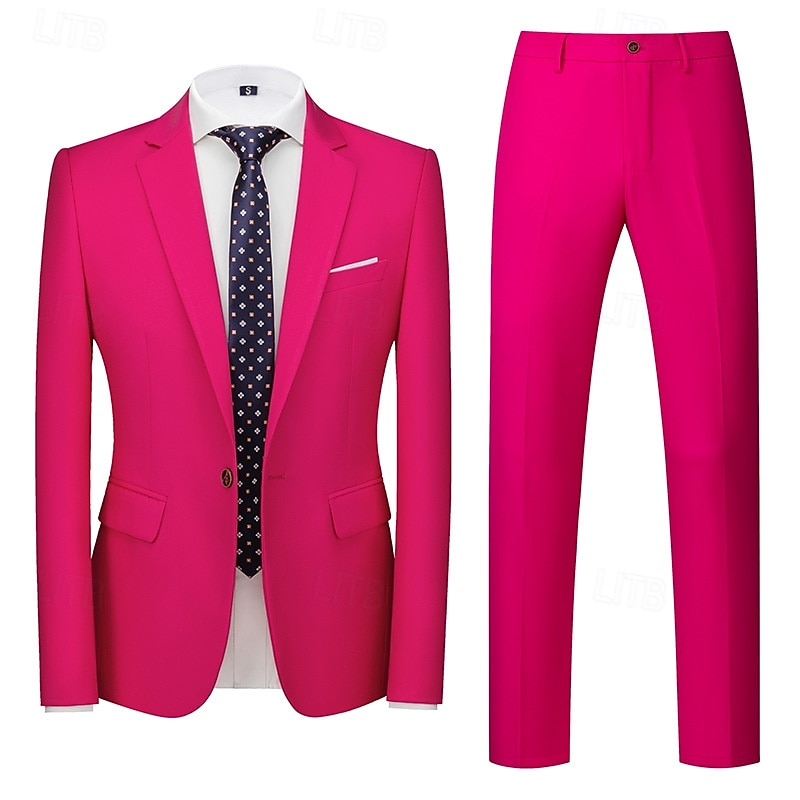 Homens Blazer Fato O negócio Coquetel Festa de Casamento 2 Peças Moda Casual Primavera Outono Poliéster Tecido Bolsos Botões Confortável Não Trespassado Jaqueta esporte Amarelo Escuro Cinzento Escuro de 2026 por $112.99 –P16