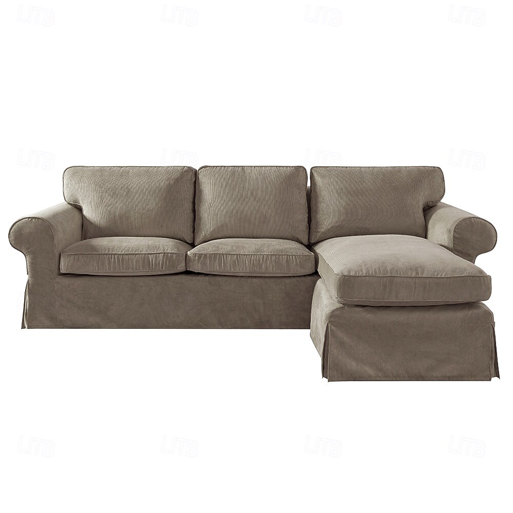 Divano a 3 posti Ektorp con fodera per chaise longue, fodera in velluto a coste trapuntato in tinta unita, resistente protezione antiscivolo per il soggiorno del 2025 a $348.39 –P4