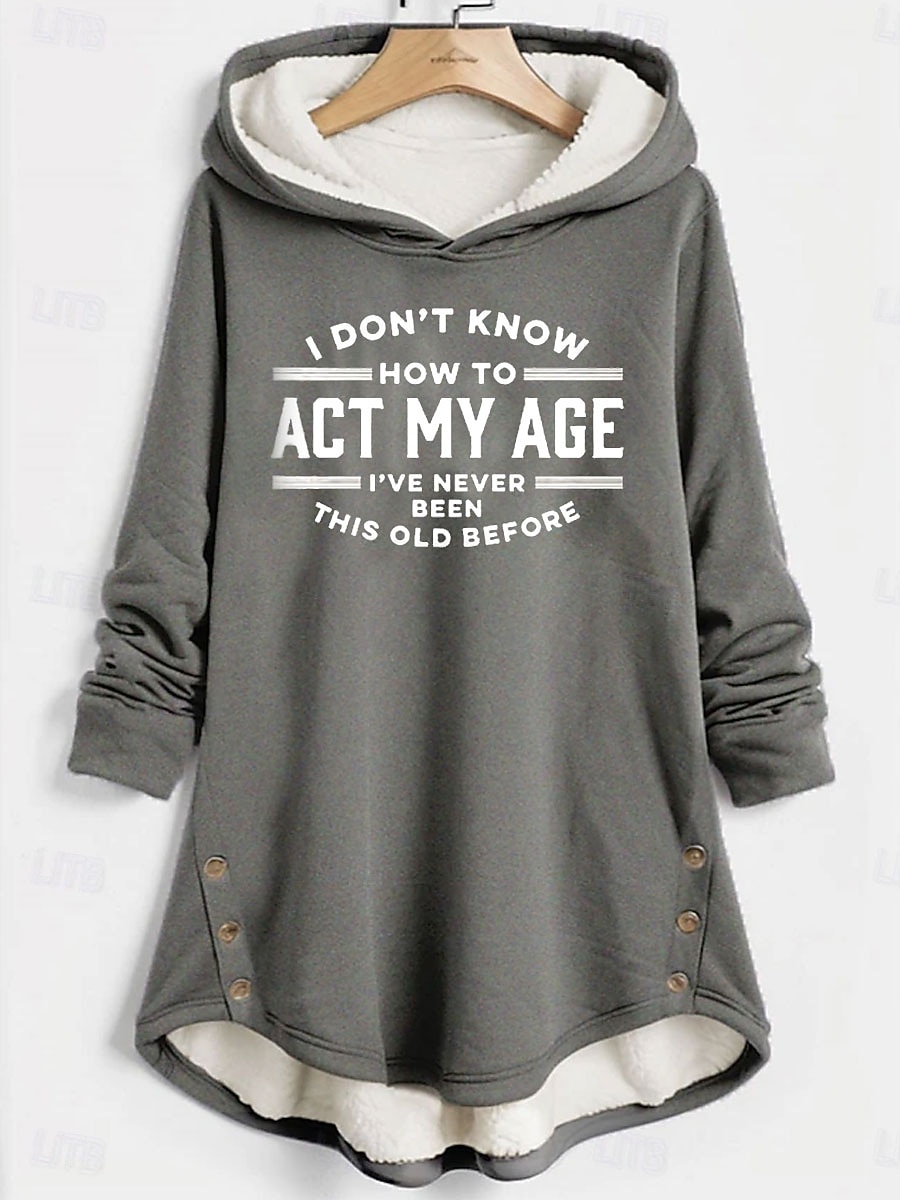 Mulheres Pulôver Moletom Com Capuz Gráfico Letra Quente Casual Difusa Manga Longa Com Capuz Tops longos Casual Esportes Imprimir Rosa Azul Cinzento Outono Inverno de 2025 por $29.99 –P4