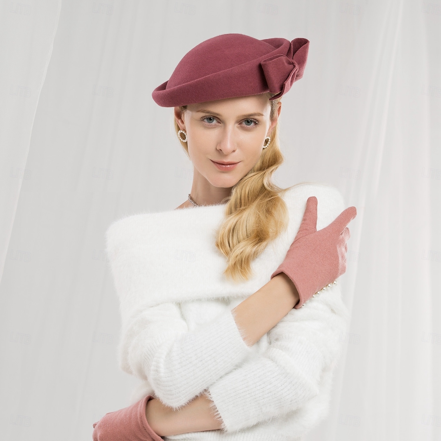 hatter 100 % ull berethatt pillebokshatt bryllup cocktail elegant bryllup med sløyfe ren farge hodeplagg hodeplagg 2025 - $49.99 –P3