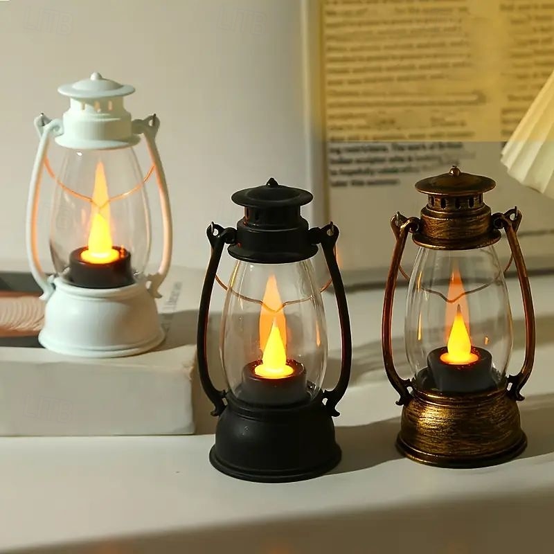 6/12 stk. jul retro LED-stearinlys kreativ oljelampe halloween ornamenter ferie camping bærbar nattlys bryllup bursdag atmosfære dekorasjon 2025 - $19.99 –P7