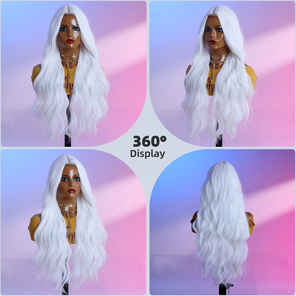 Synthetic Lace Wig Curly Style 28 inch White Middle Part U Part Wig Women's Wig White 2026 - $39.99 –P7