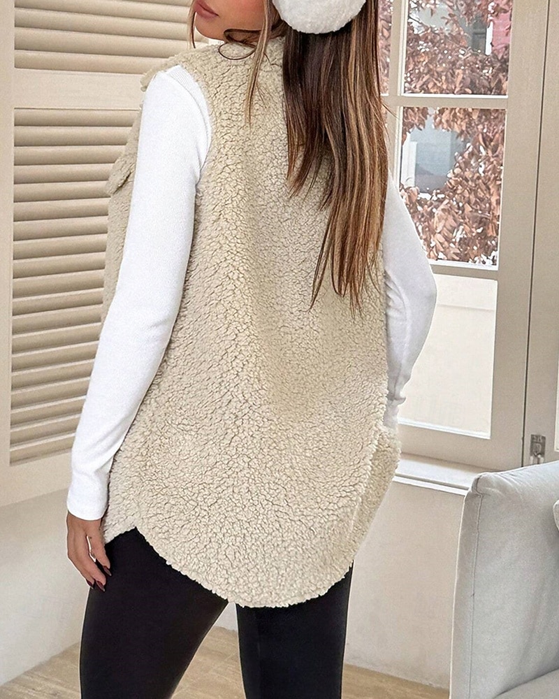 Femmes Veste en Polaire Veste Décontractée Chaud Confortable Avec Poches Boutons Mode Extérieur Uni Sortir Week-end Simple Boutonnage Régulier Revers Coupe régulière manche longue Vêtements de 2025 ? $23.99 –P6