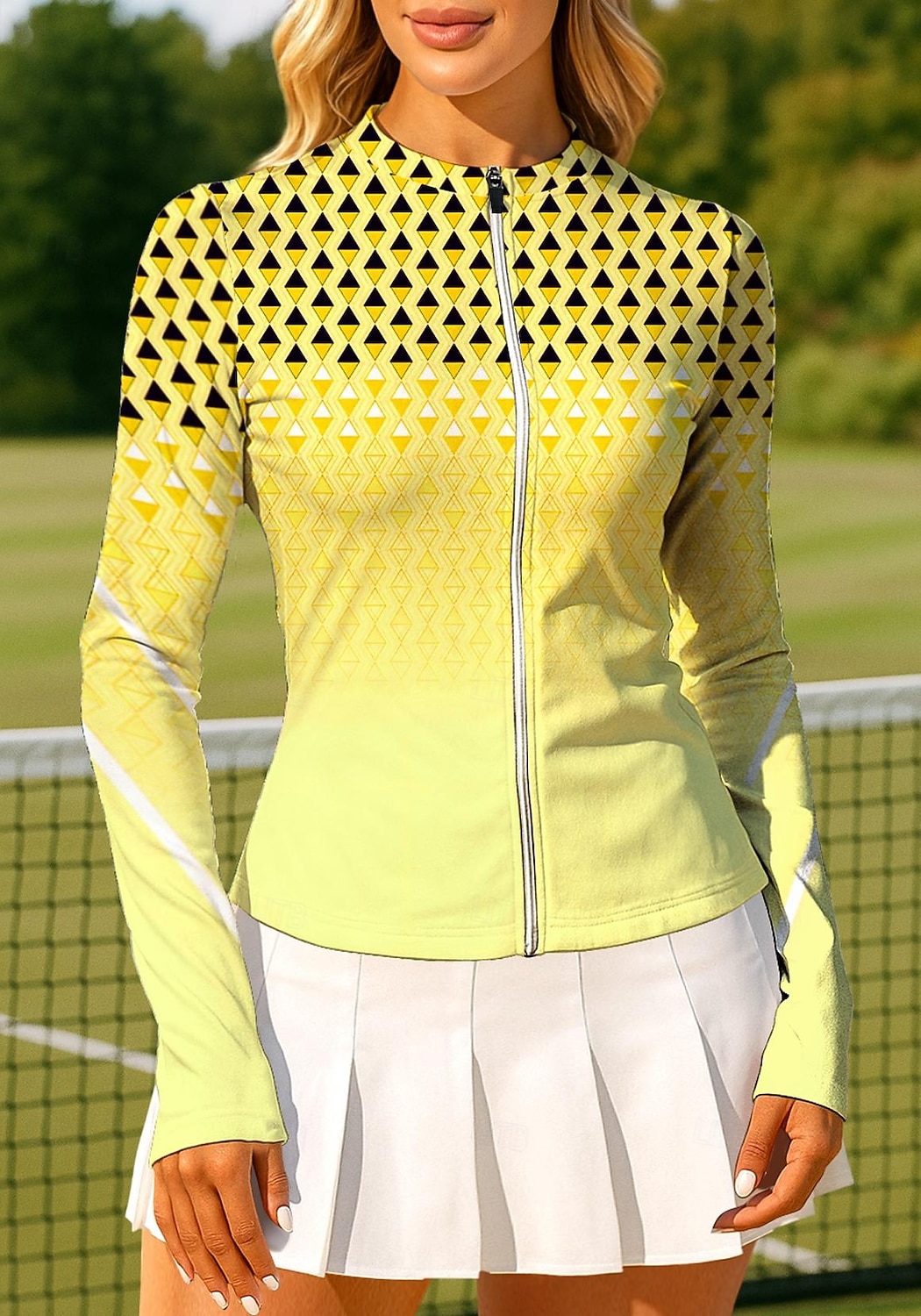 Γυναικεία Γεωμετρικό Βαθμίδα Μπλούζες Αθλητικό πουκάμισο Πουκάμισο τένις Μπλούζα τένις Μακρυμάνικο Φερμουάρ Λουλουδάτο UPF50+ Ανθεκτικό στην υπεριώδη ακτινοβολία Υψηλή Ελαστικότητα Ύγρανση Αναπνέει 2026 - $20.99 –P7