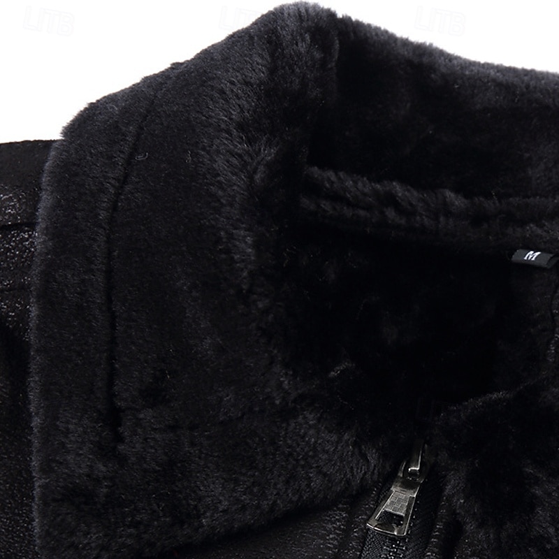 Per uomo Giacca in Ecopelle Giacca in Pile Giacca da Biker Giacca da Moto Vacanza Quotidiano Antivento Caldo Tasca Inverno Semplice Moda Classico Bavero Regolare Nero Caffè Giacca del 2025 a $81.99 –P15