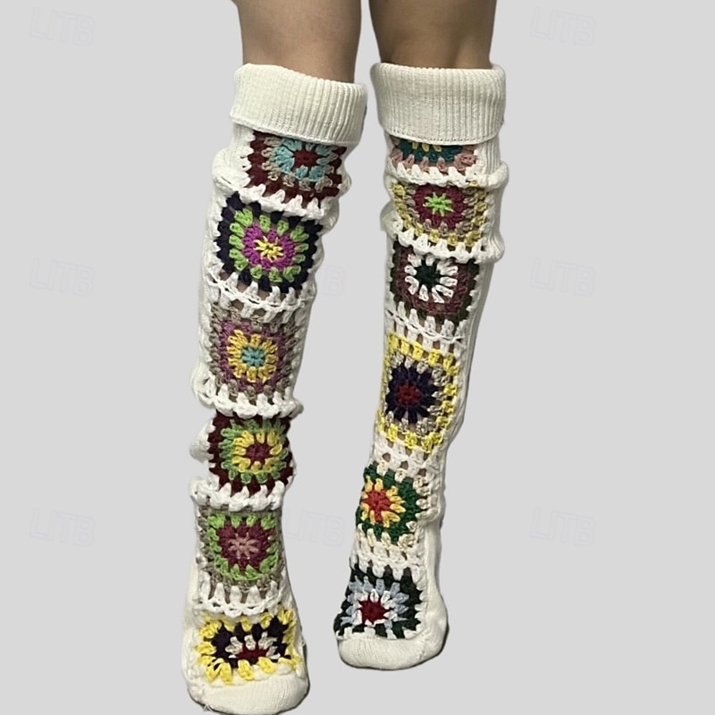 Dames Knie Hoge Sokken Kousen Buiten Feestdagen Bloem Polyesteri Basic Casual Elastisch Warm 1 paar 2026 - $19.99 –P8