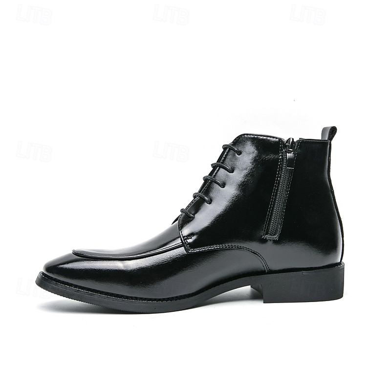 stivaletti chelsea da uomo neri lucidi con finitura lucida, eleganti scarpe eleganti slip-on per eventi formali, abbigliamento da ufficio e occasioni speciali del 2026 a $59.99 –P4