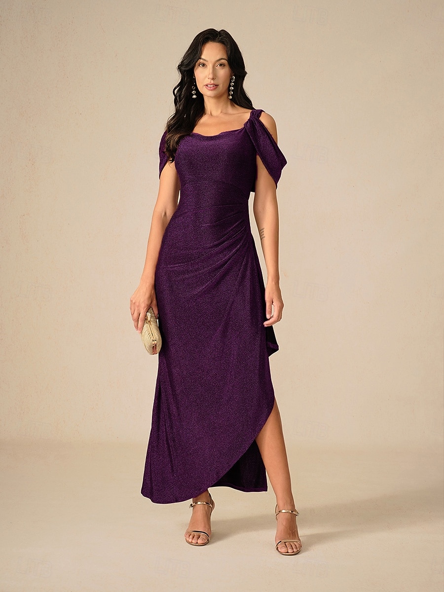 Per donna Abito Lungo Maxi Abito Vestito da Festa Attillato Elegante Feste Compleanno Club Vestibilità regolare Semplice Senza Maniche Spalline Melanzana Estate del 2025 a $99.99 –P5