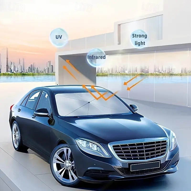 parasole per parabrezza auto – parasole con protezione UV e blocco del calore con tendina per la privacy, accessorio interno per auto di piccole dimensioni, ombrello per parabrezza del 2025 a $13.99 –P6