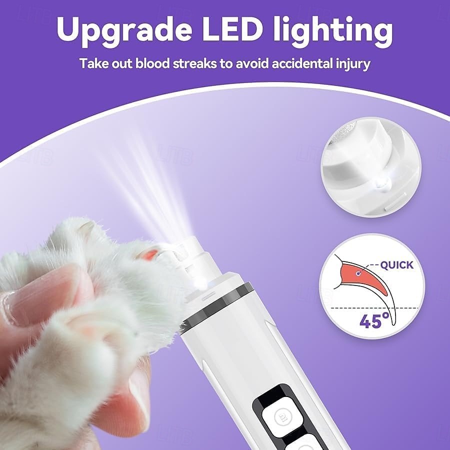 Dog Nail Grinder Quiet, Dog & Cat Nail Grinder with LED Light & Battery Display - Painless Nail Trimmer for Small to Large Pets, Thick Nails, and Sensitive Paws 2026 - $29.99 –P2
