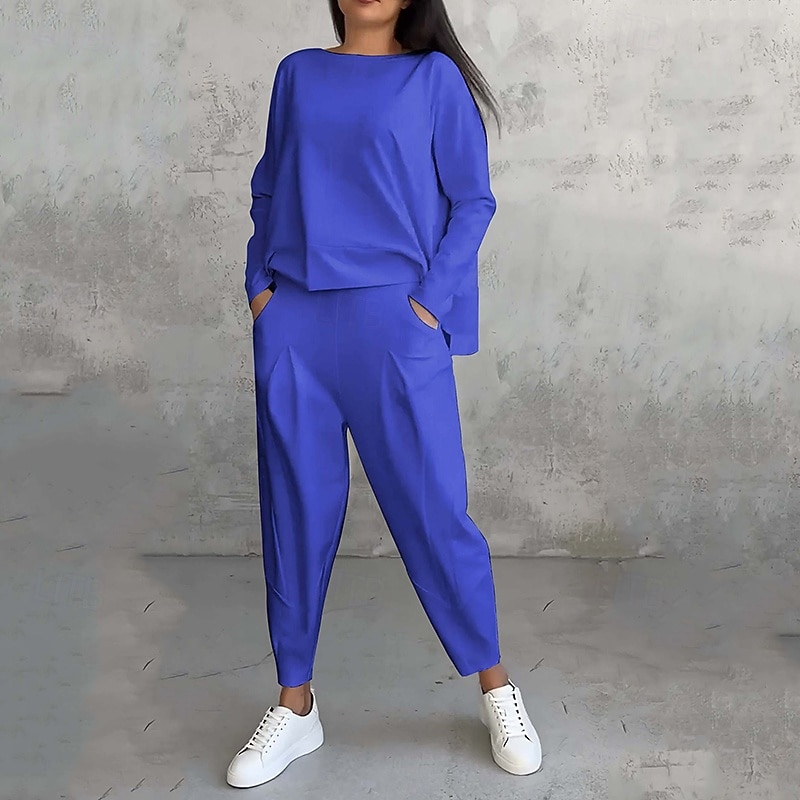 Damskie Komplety dresowe Dres 2-częściowy Stroje do salonu z kieszenią Solidne kolory Zestawy odzież Jesień Czarny Biały Siłownia Bieganie Zdatność Lekki Oddychający Długi rękaw Sport Odzież sportowa 2025 - $14.99 –P10