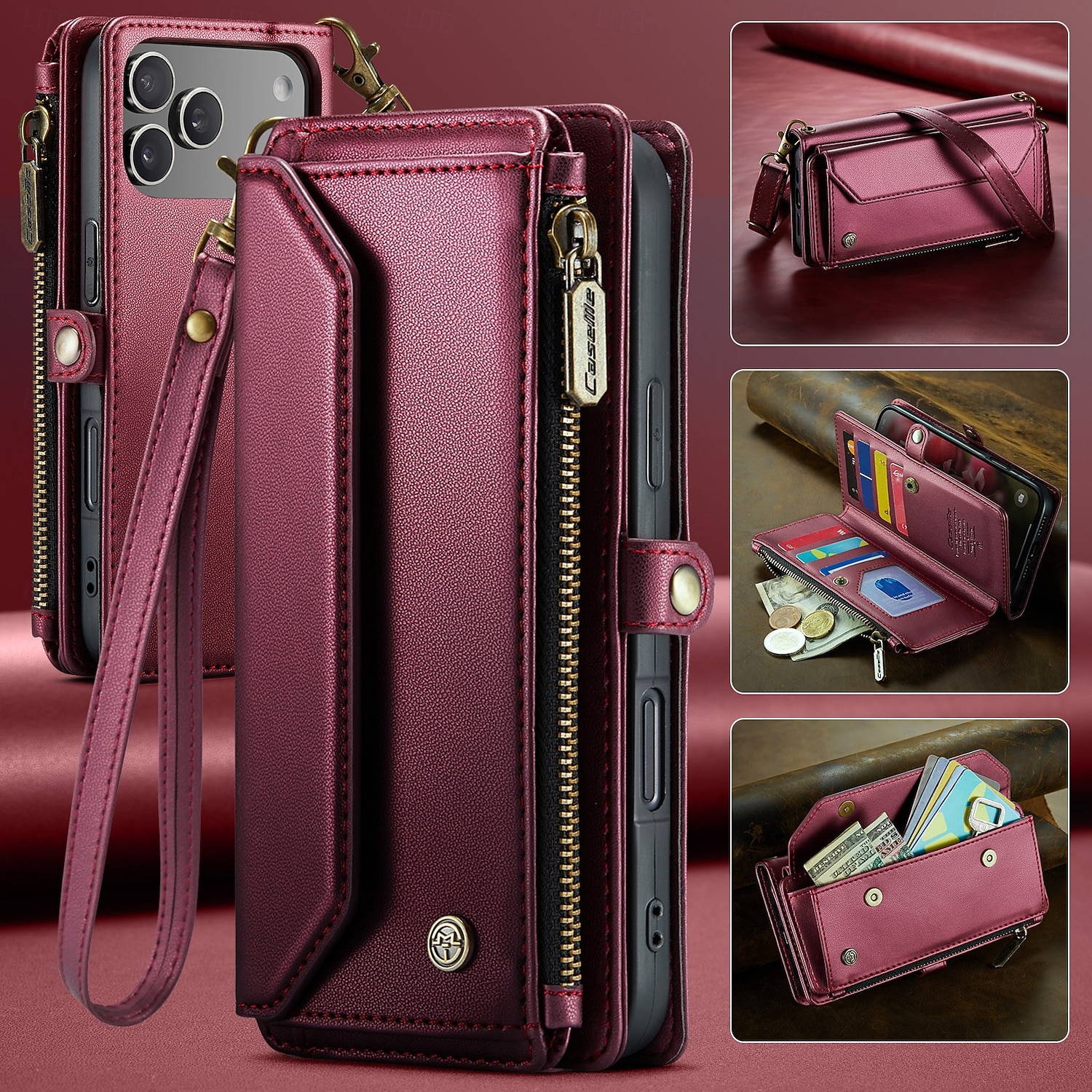 telefon fodral Till iPhone 17 Pro Max 17 Air 17 Plånboksfodral med snodd med handledsrem Stöd TPU PU läder 2026 - $28.99 –P4
