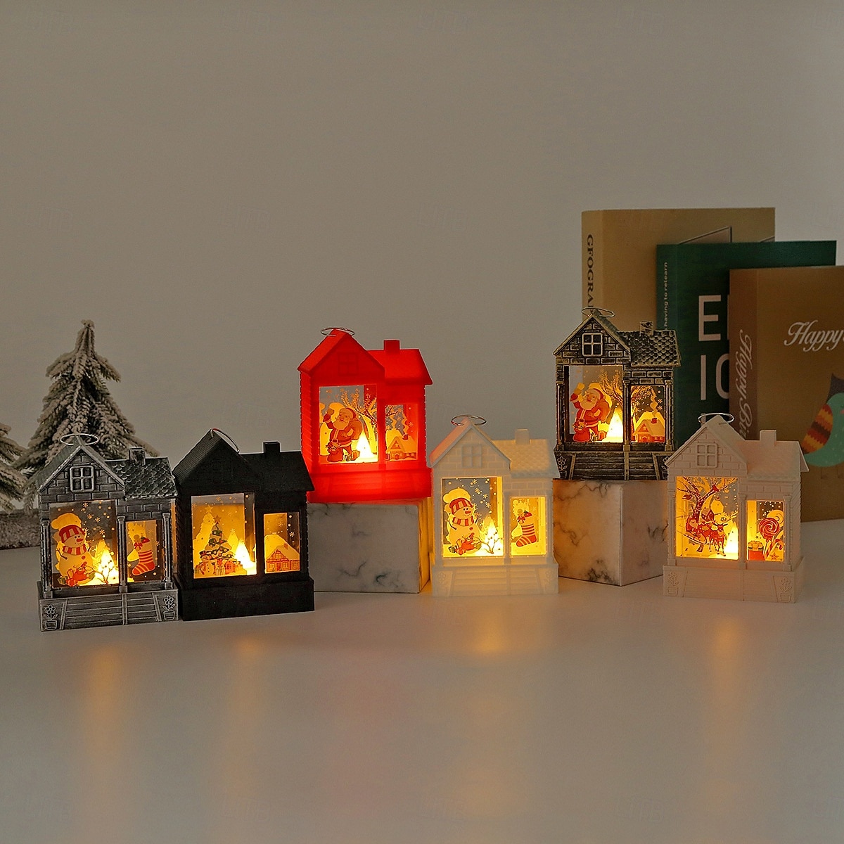 1 Pc 12.2 * 8.9CM Christmas retro small house shaped LED electronic candle night light desktop Christmas style ornament light LR1130 * 3 battery 2025 - $3.49 –P13