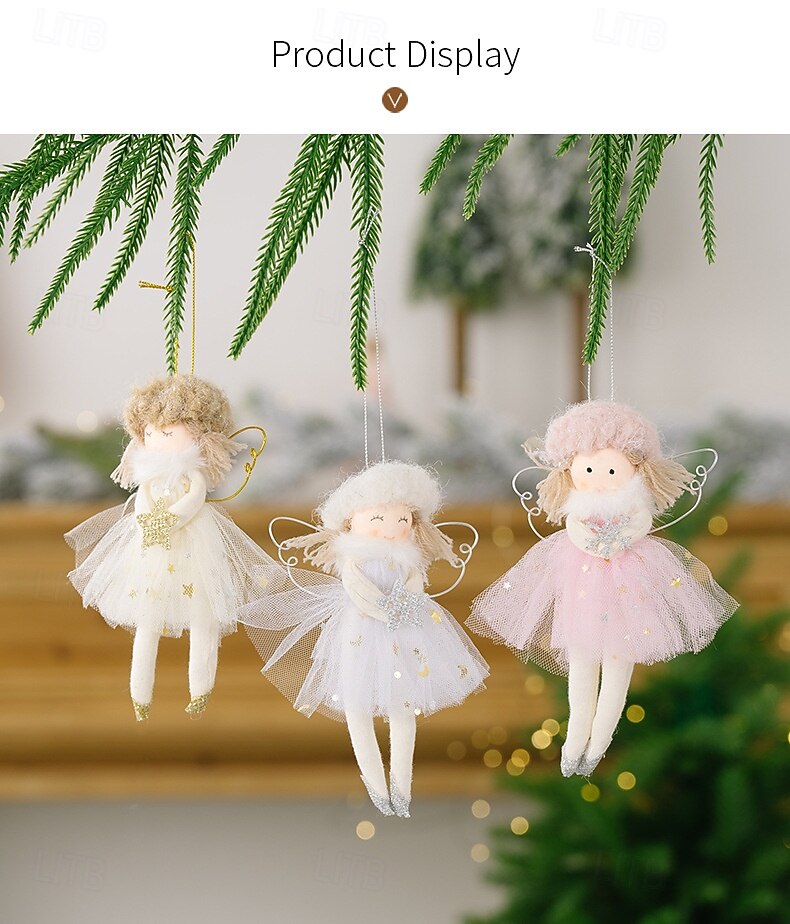 3 шт. рождественских ангелочков ручной работы, елочные украшения в виде розовых ангелочков, небольшие подвесные украшения для девочек, декор для праздничной вечеринки 2025 - $17.99 –P5