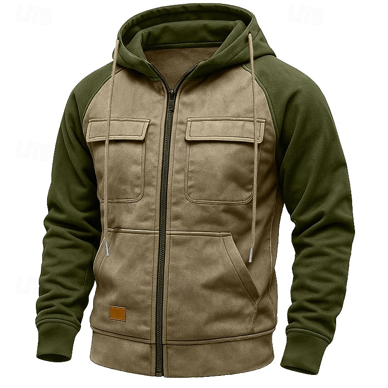Hombre Sudadera Sudadera con capucha y cremallera completa Sudadera con capucha de lana Sudadera táctica con capucha Negro Rosa Verde Ejército Burdeos Azul Piscina Con Capucha Plano Cremallera 2025 - $23.99 –P6