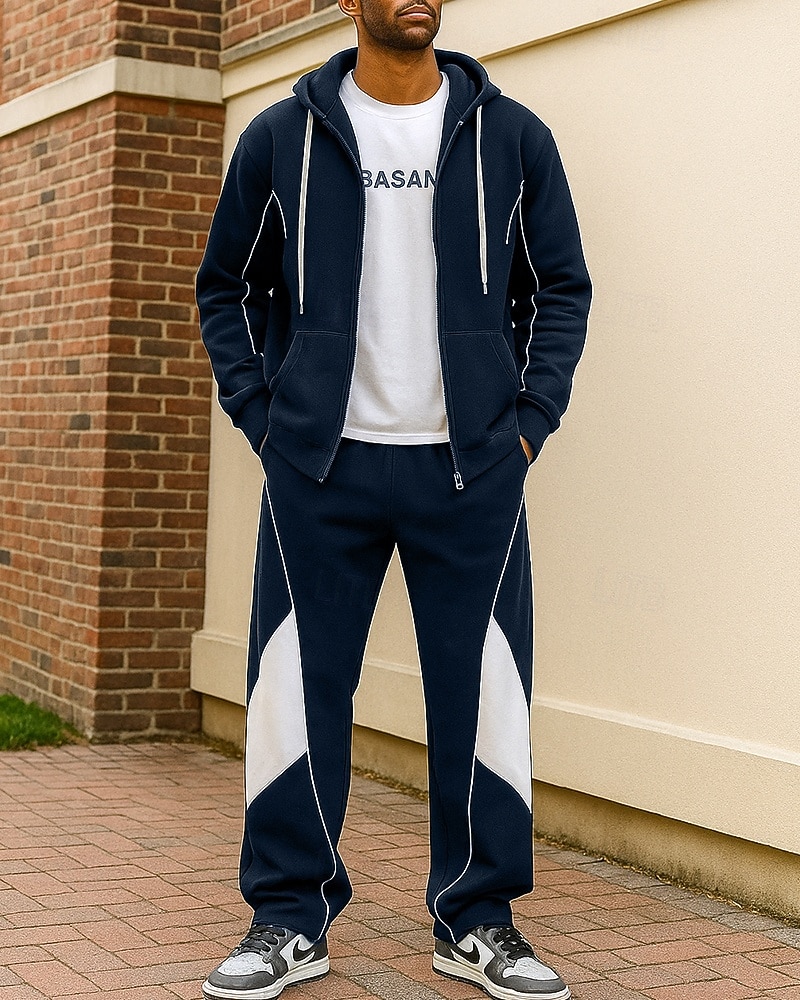 Ανδρικά Φερμουάρ με φερμουάρ Φόρμα 2 τεμαχίων Σετ Φόρμας Σακουλιασμένος με τσέπη Συνδυασμός Χρωμάτων Ρούχα σύνολα Φθινόπωρο Μαύρο Σκούρο μπλε Πεζοπορία Επάγγελμα Για Υπαίθρια Χρήση Ελαφρύ Μακρυμάνικο 2026 - $63.99 –P5