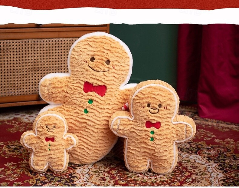 nuovo regalo di Natale - simpatico pupazzo di peluche a forma di omino di pan di zenzero &cuscino a ciambella, decorazione per la casa delle feste, ornamento imbottito del 2025 a $19.49 –P1