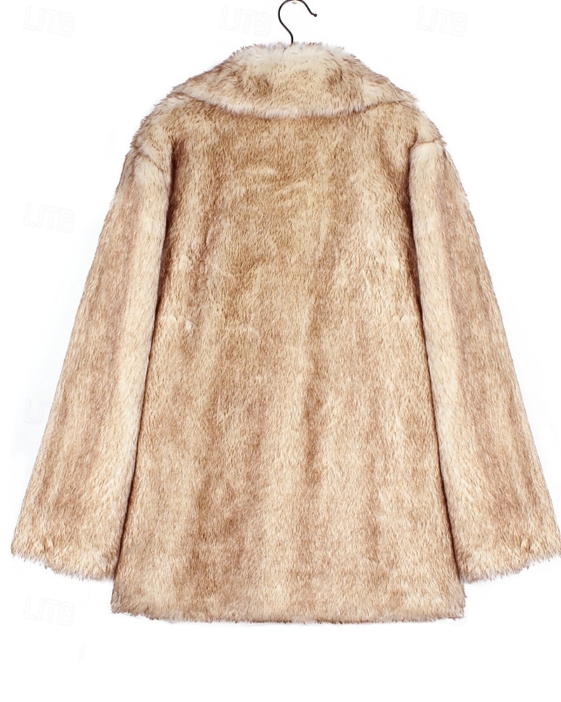 Жен. Пальто Искусственное меховое пальто Сохраняет тепло Удобный Меха и кожа На каждый день Полотняное плетение Отпуск Для улицы На каждый день На выход Длинная Отложной Стандартный Длинный рукав 2025 - $64.99 –P4