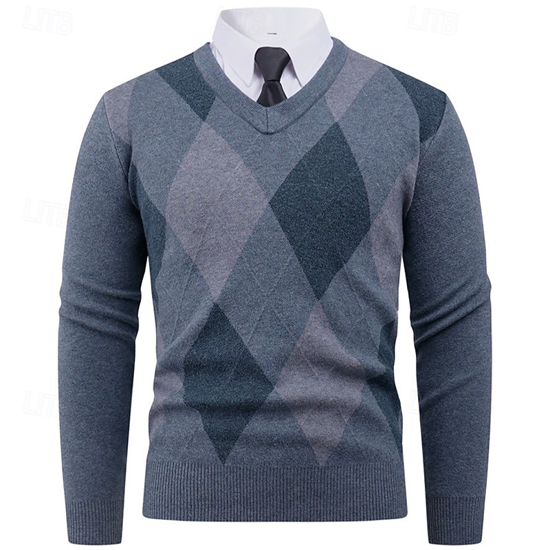 Per uomo Maglione Maglione a maglia A Coste Maglia Top Regolari Lavorato a maglia Plaid Scollo a V Moda Essenziale Vacanza Abbigliamento quotidiano Abbigliamento Primavera Autunno Blu marino Cachi S del 2026 a $34.99 –P5
