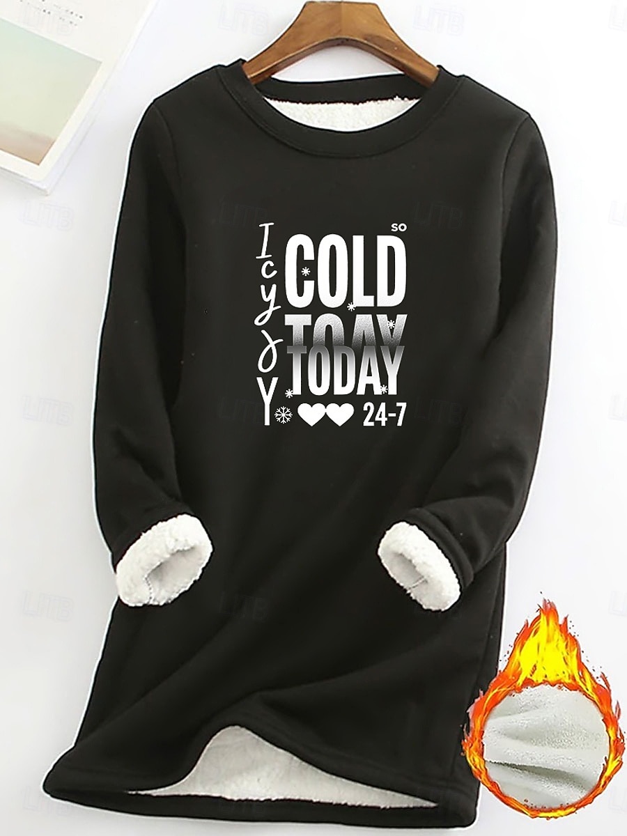 Femmes Pyjama sweat-shirt doublé polaire Sweatshirt Pull Pull Sweat-shirts Lettre Chaud Streetwear Occasionnel manche longue Col ras du cou Hauts Longs Maison Tenue Quotidienne Occasionnel Imprimé de 2025 ? $23.99 –P7