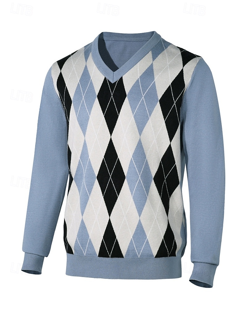 Homens Suéter de Natal camisolas de natal Pulôver suéter Suéter de malha Estriado Tricotar Tops regulares Tricotado Xadrez Gola Redonda Moda Básico Férias Roupa Diária Roupa Outono Inverno Azul Claro de 2026 por $33.99 –P1