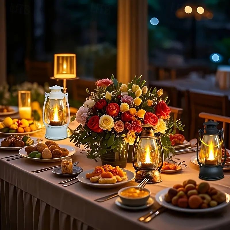 6/12 stk. jul retro LED-stearinlys kreativ oljelampe halloween ornamenter ferie camping bærbar nattlys bryllup bursdag atmosfære dekorasjon 2025 - $19.99 –P6