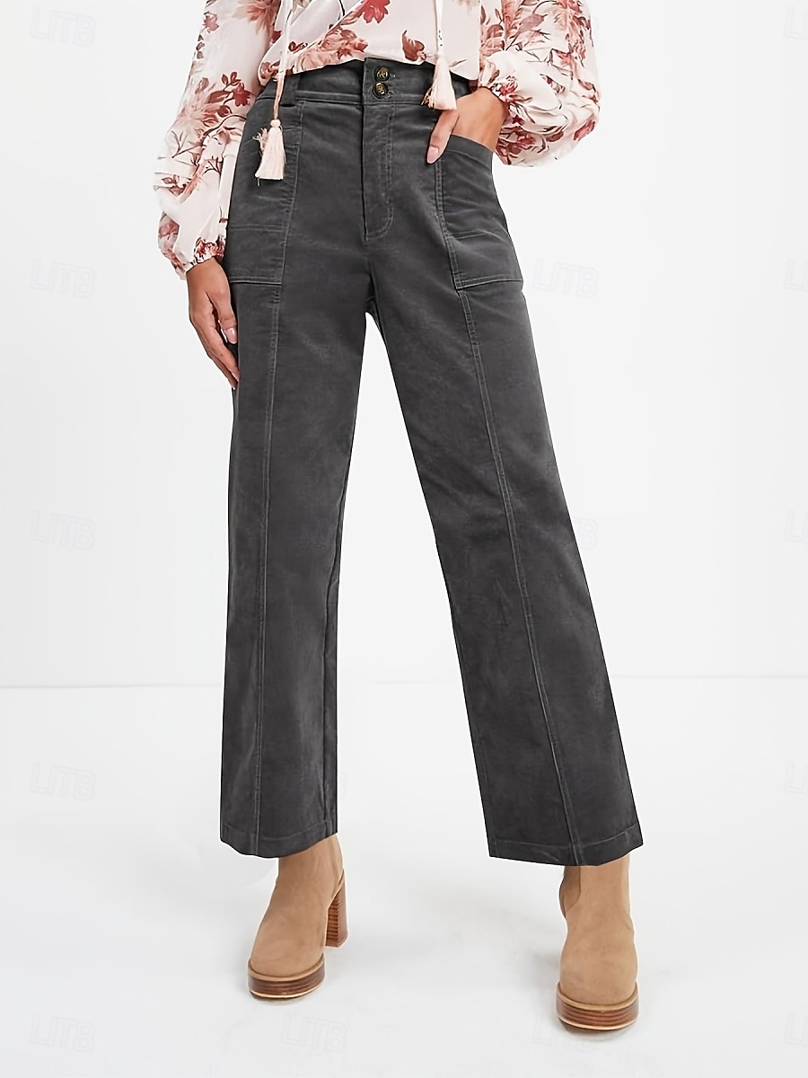Per donna Chinos Dritto Moda Streetwear Casual Lunghezza intera Vita Alta Semplice Fascia Elastica Comodo Morbido Confortevole Inelastico All'aperto Streetwear Grigio scuro Nero Marrone Primavera del 2025 a $24.99 –P16